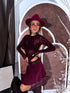 ROSE pattern mesh bodysuit "TO BLOOM HS9735" - BURGUNDY